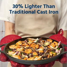 COOKLIFE polished surface supports faster seasoning and less sticking.