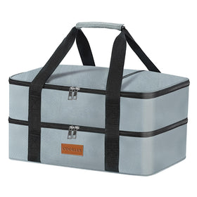 Cooklux Double Decker Casserole Carrier exterior in gray for easy transport.