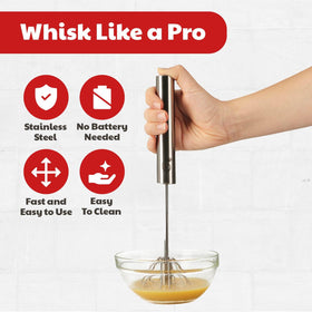Cooks Innovations ergonomic handle design reduces wrist strain during whipping.