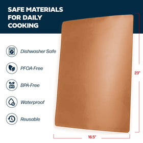 Cooks Innovations nonstick mat withstands up to 500°F for versatile baking.