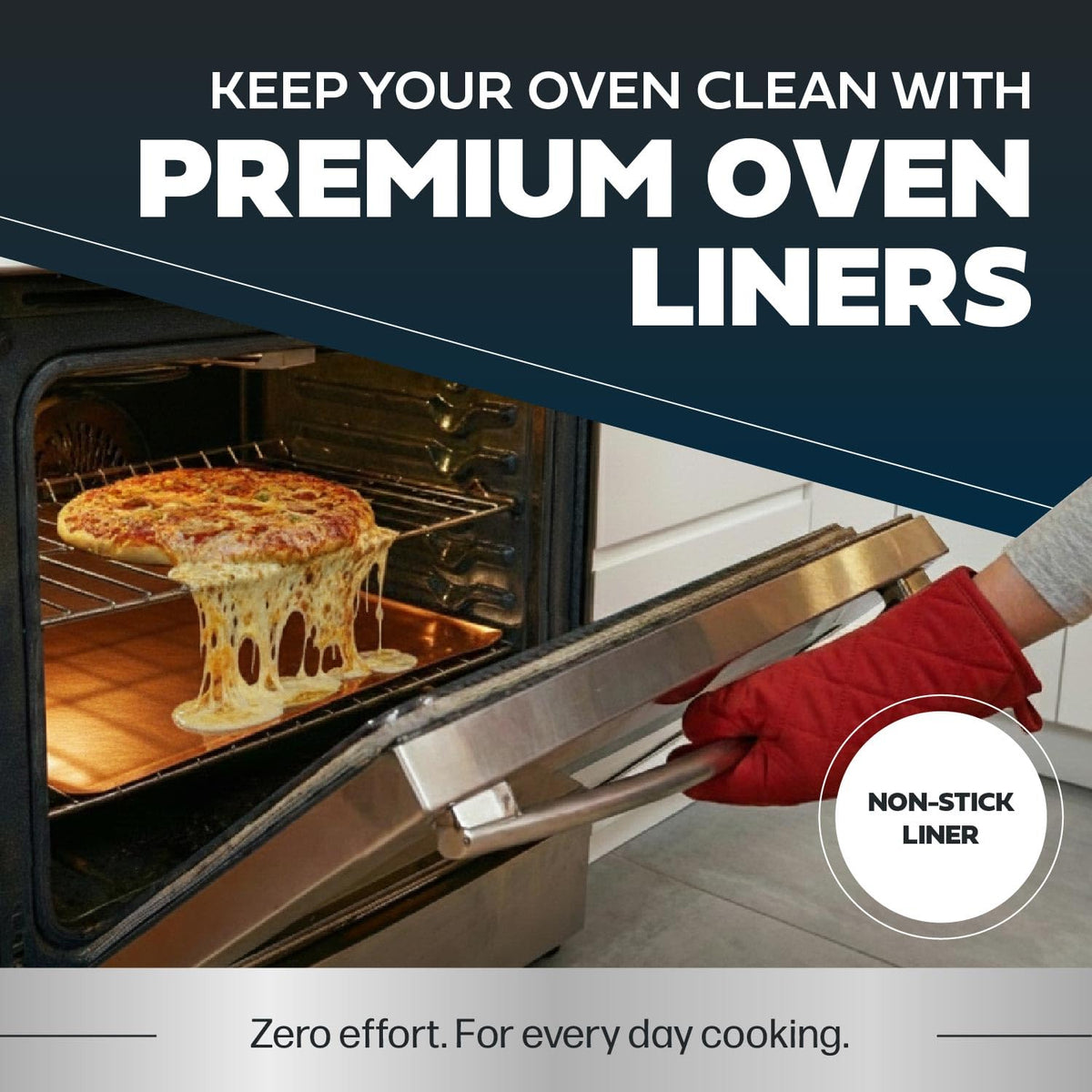 Cooks Innovations oven liner is trim-to-fit for precise placement in any oven.