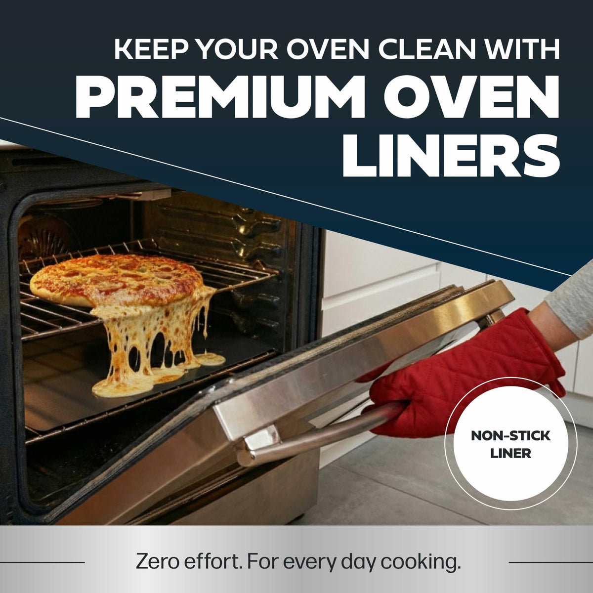 Cooks Innovations trimmed-to-fit liner ensures precise fit for most ovens