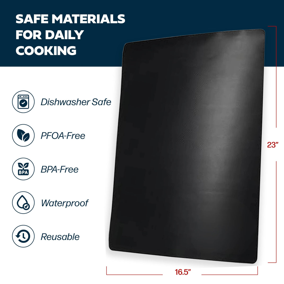 Cooks Innovations oven shelf liner dishwasher-safe for quick cleanup.