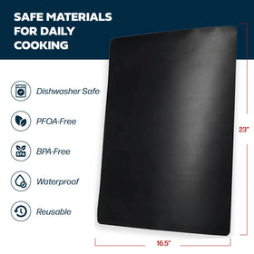 Cooks Innovations oven shelf liner dishwasher-safe for quick cleanup.