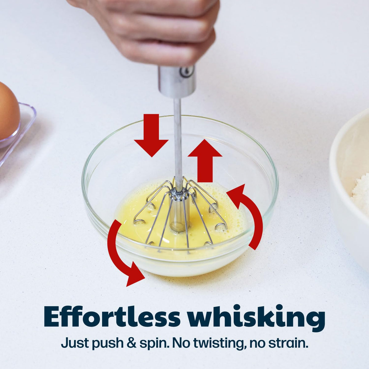 Cooks Innovations rotary hand mixer in stainless steel for durable blending