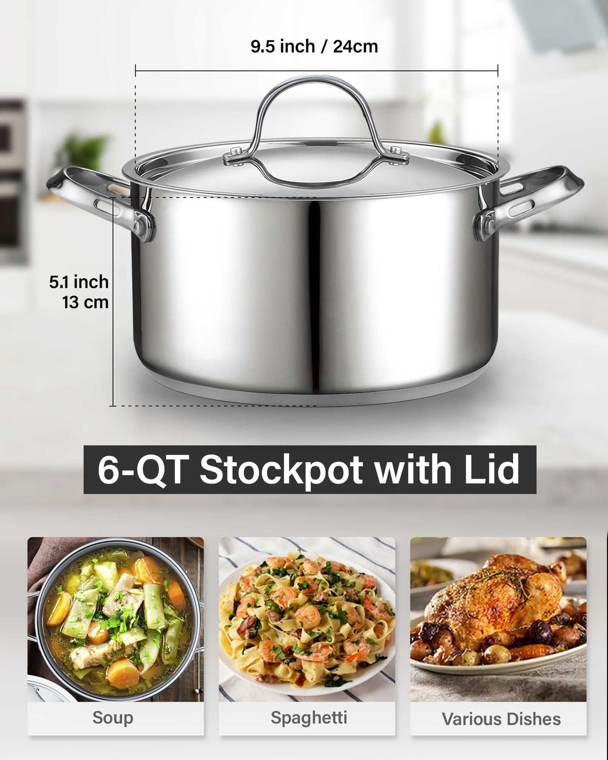 Cooks Standard 6qt stockpot lid seals moisture for flavorful results.