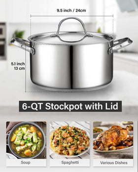 Cooks Standard 6qt stockpot lid seals moisture for flavorful results.