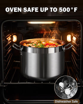 Cooks Standard 8-quart pot is dishwasher safe for easy cleanup.