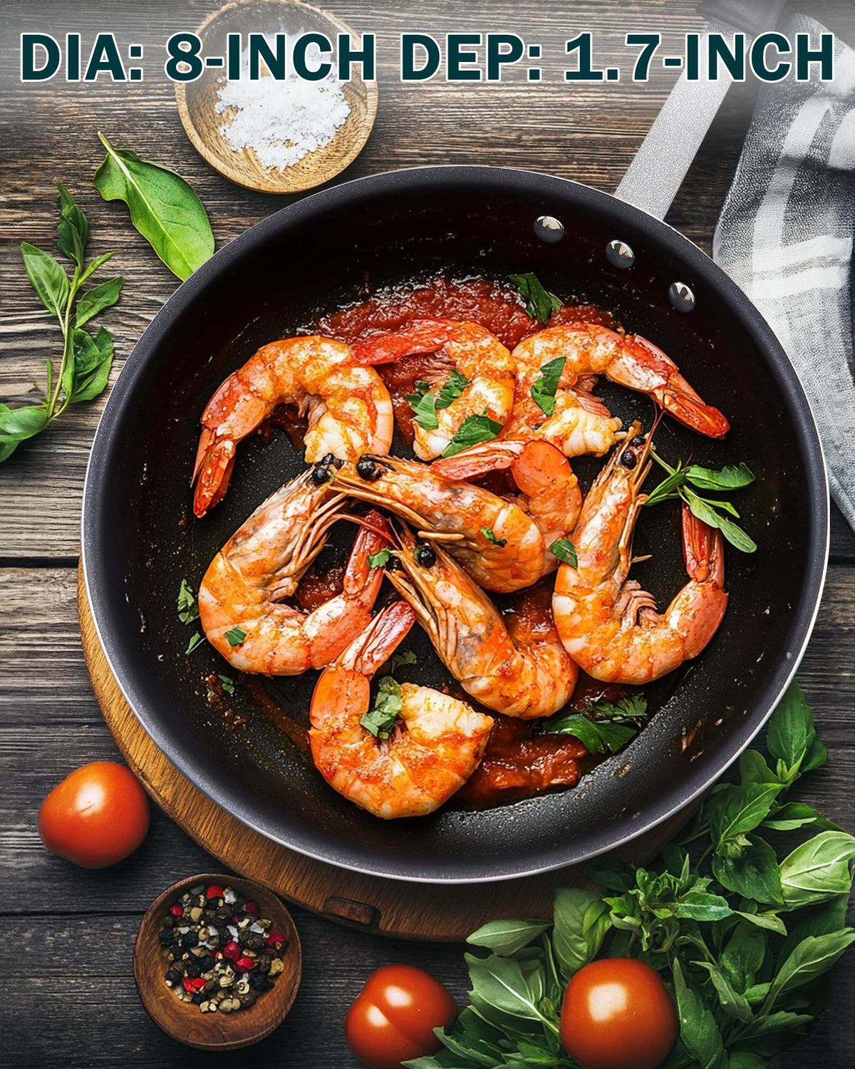 Cooks Standard nonstick coating allows effortless food release and simple cleanup.