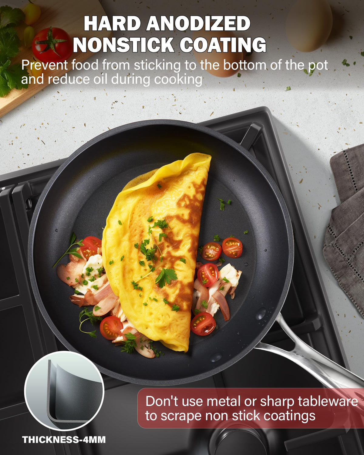 Cooks Standard nonstick surface enables easy food release and quick cleanup after cooking.