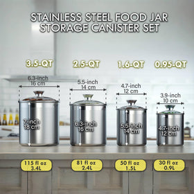 Cooks Standard 3.5 qt stainless steel canister with lid for bulk dry items