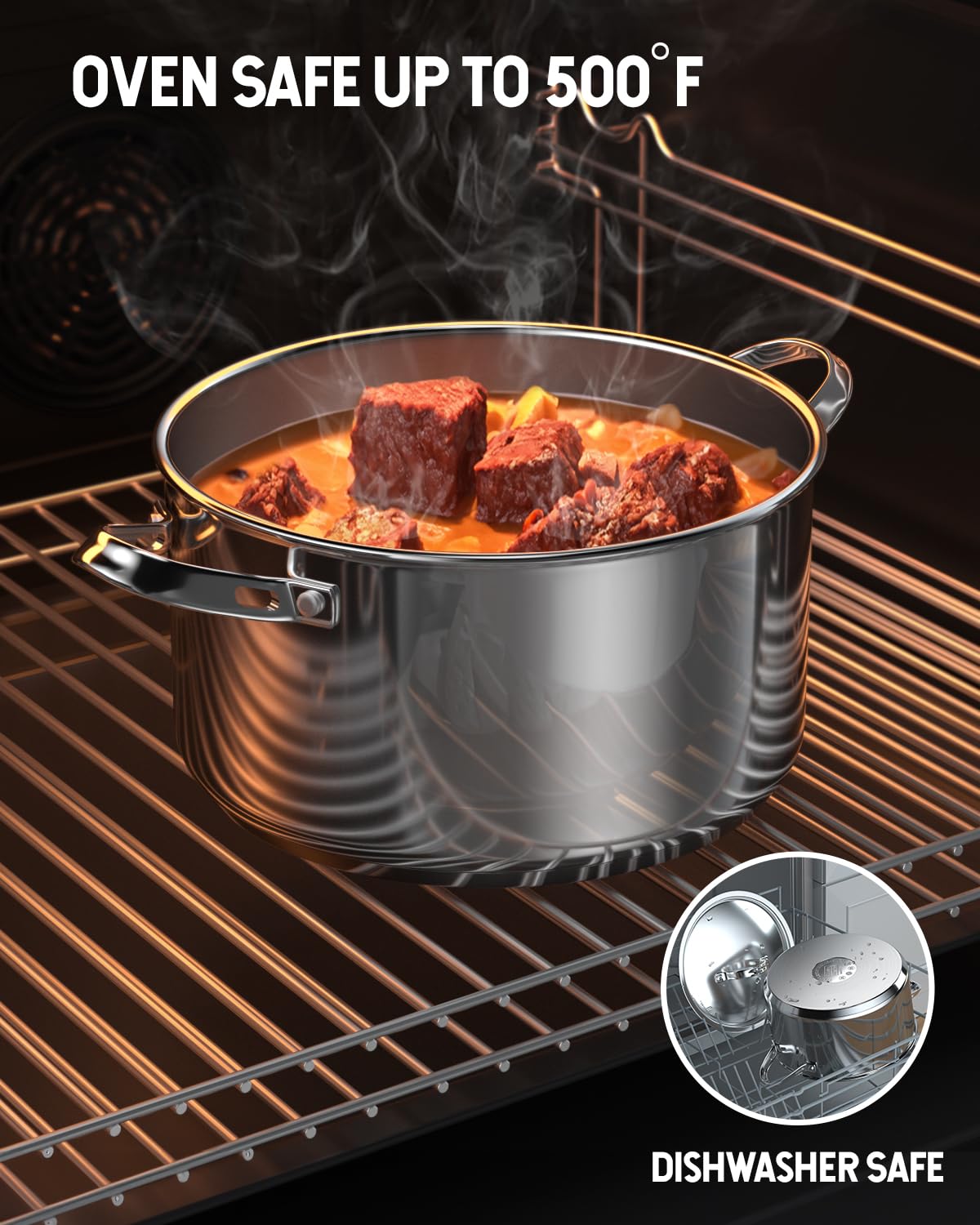 Cooks Standard stockpot drip-free pour spout keeps transfers tidy.
