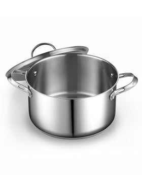 Cooks Standard stockpot works with induction for versatile kitchen compatibility.