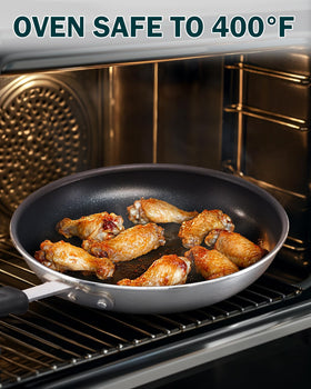 Cooks Standard pan works on gas, electric, ceramic, glass, and halogen stoves.