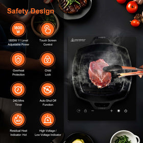 Cooktao safety features with hot indicator for peace of mind.