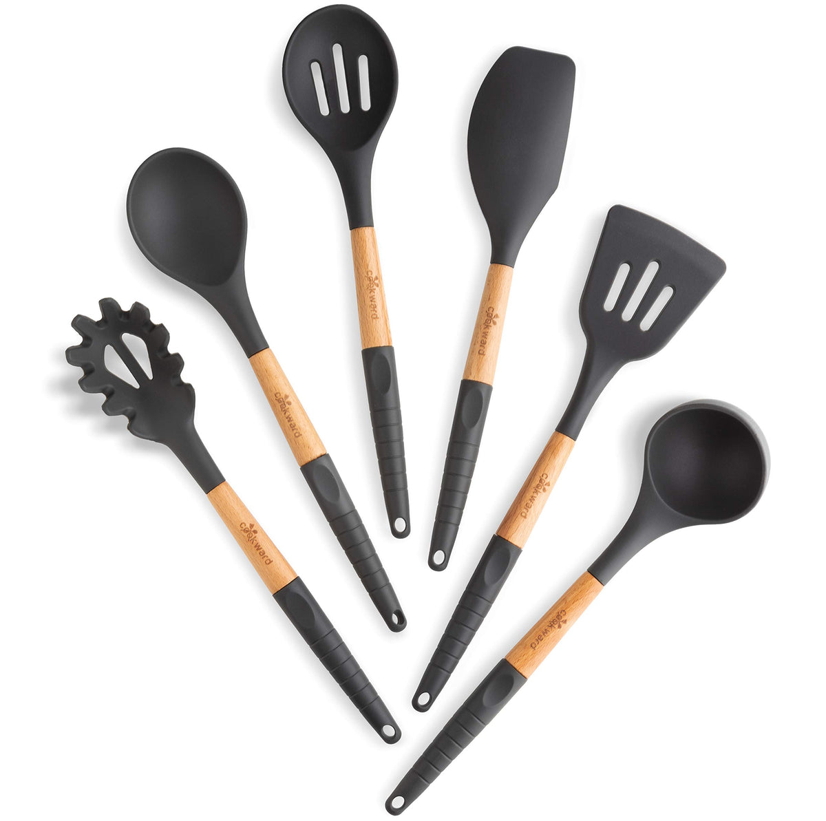 Cookward modern dark-gray utensils complement any kitchen decor