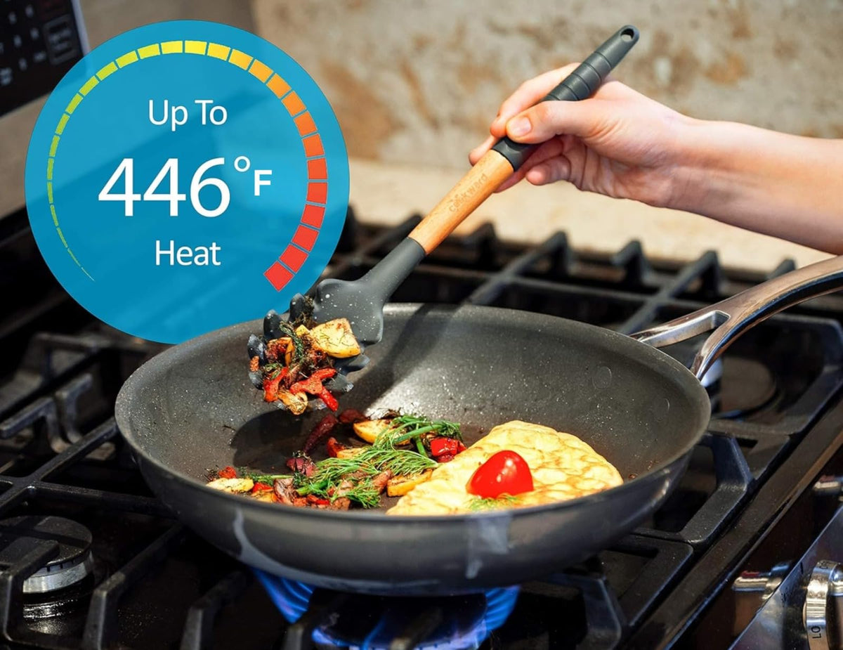 Cookward serving spoon highlights natural wood grip for serving and stirring with ease