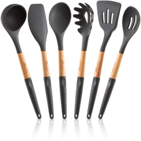 Cookward silicone utensils set with heat resistance for everyday cooking and wooden handles