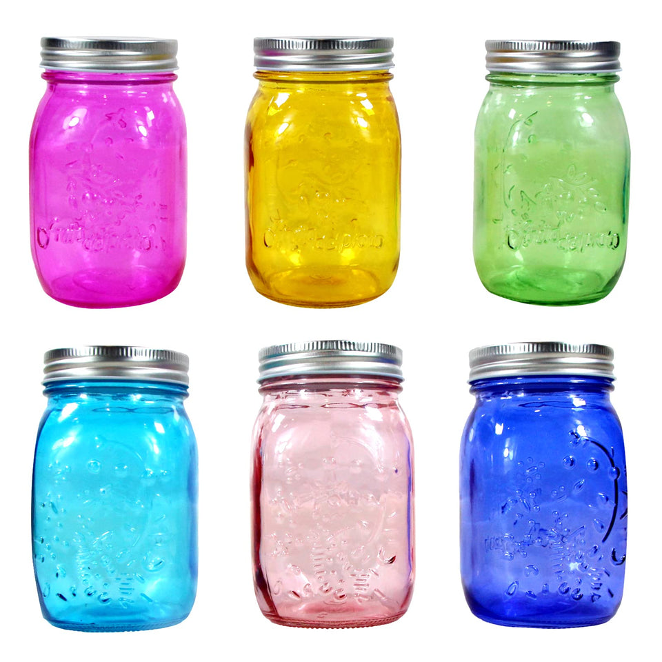 COOKWIN colored mason jar 16oz set for canning and pantry display.