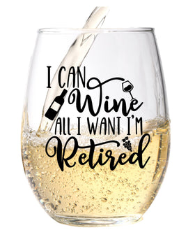 COOL AF retirement wine glass held at a dinner table for a relaxing evening