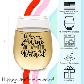 COOL AF retirement wine glass made in the USA, durable for everyday use