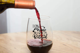 COOL AF retirement wine glass shared among friends during a wine night
