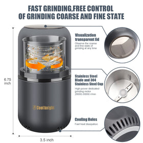COOL KNIGHT 360-degree blade ensures uniform grinding every time.