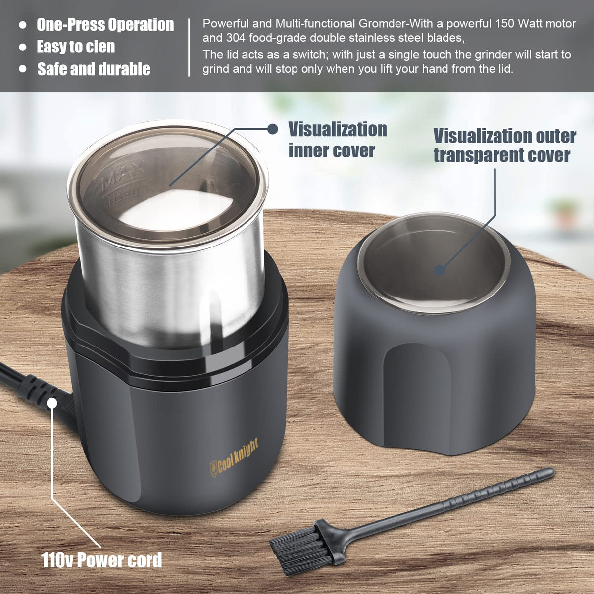 COOL KNIGHT detachable power cord enables neat space-saving storage.