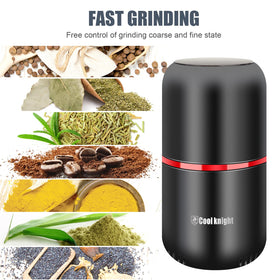 COOL KNIGHT grinder features 304 stainless steel interior for durability.