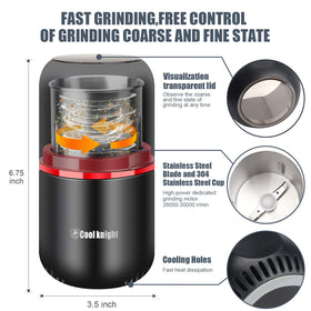 COOL KNIGHT 360-degree blades for even grinding results.