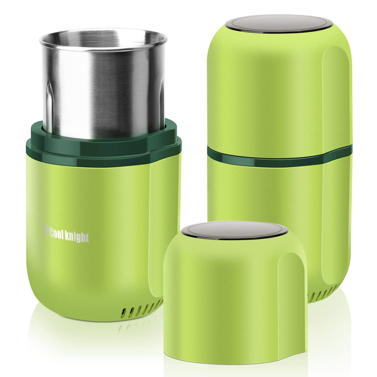 COOL KNIGHT herb grinder with visual lid control for precise grinding.