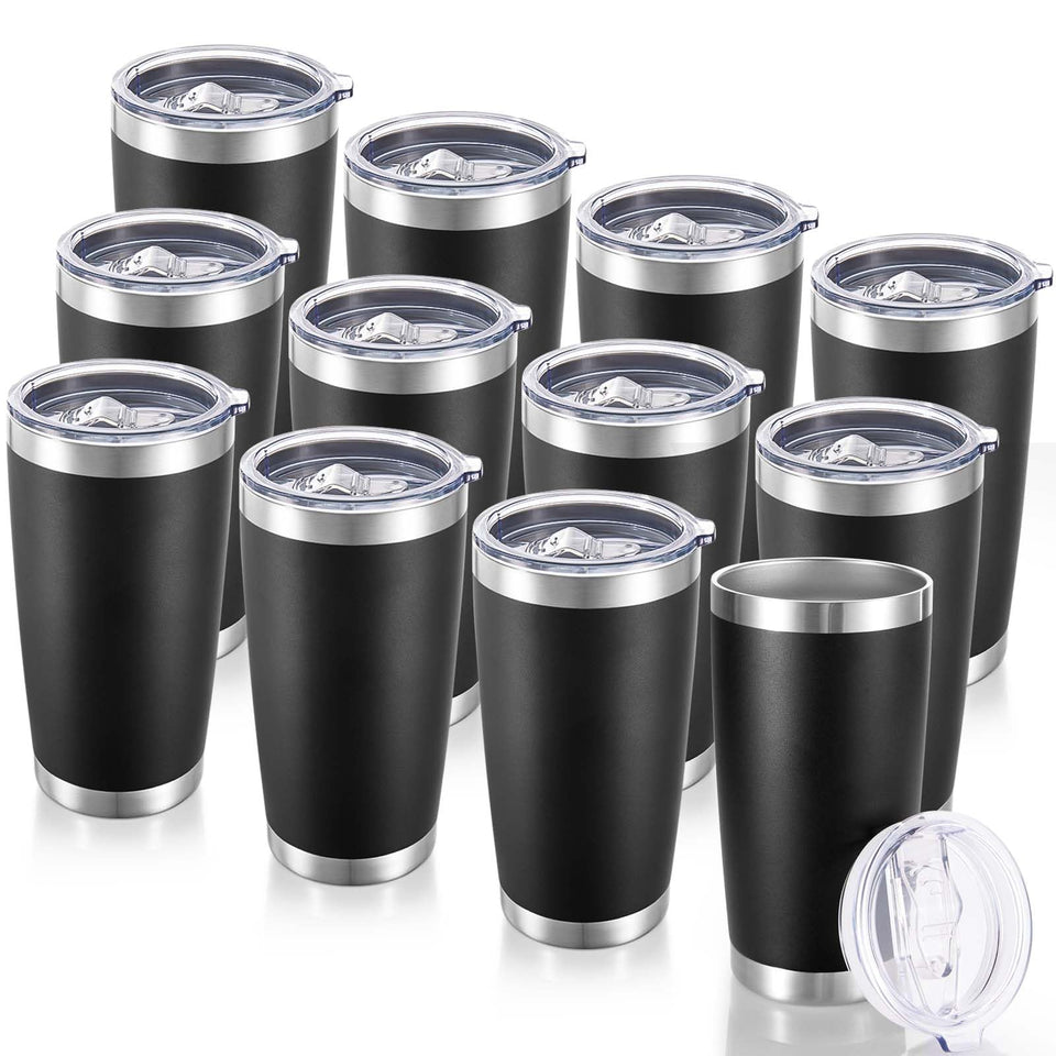 Cool Yoleb 20 oz tumbler front view shows a durable black powder-coated finish.