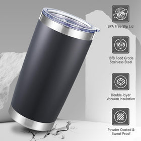 Cool Yoleb 20oz tumbler with powder-coated finish provides grip and style.