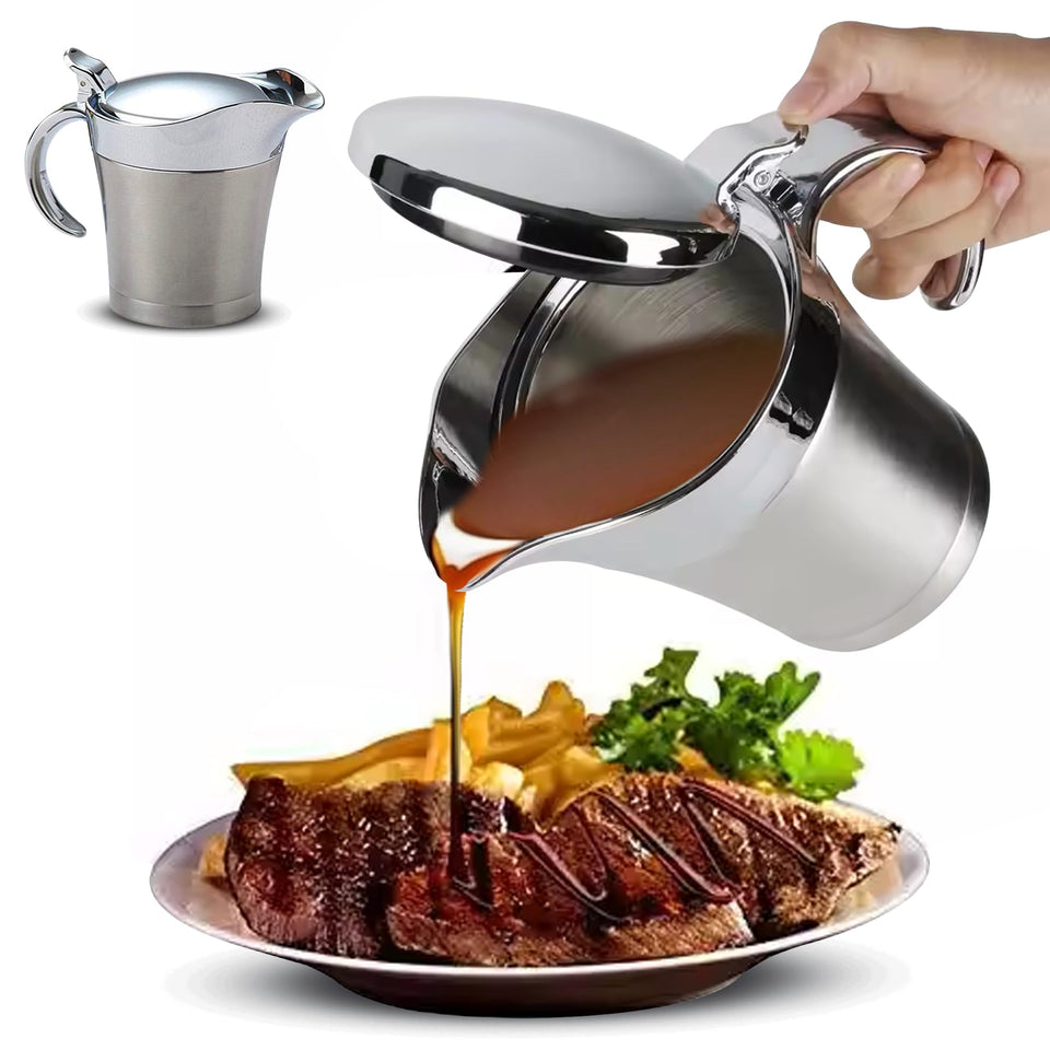 Coolab gravy boat with lid for clean, controlled serving at the table