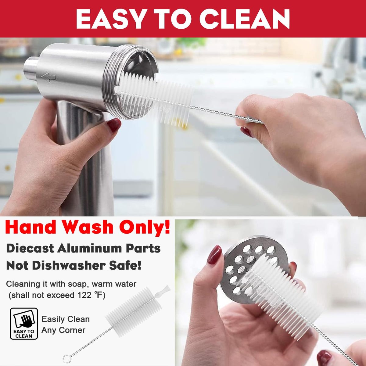 Coolcook cleaning brush supports quick maintenance after use.