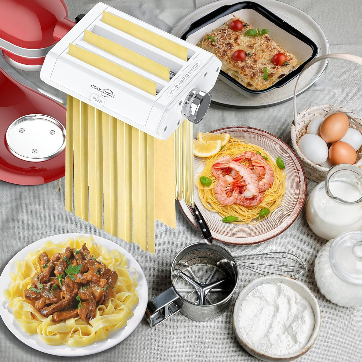 Coolcook fettuccine cutter for even ribbon pasta textures