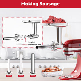 Coolcook sausage stuffing tubes included for varied sausage sizes.