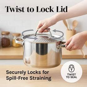 Cooler Concepts 5qt stainless pot ideal for soups, pasta, or vegetables.