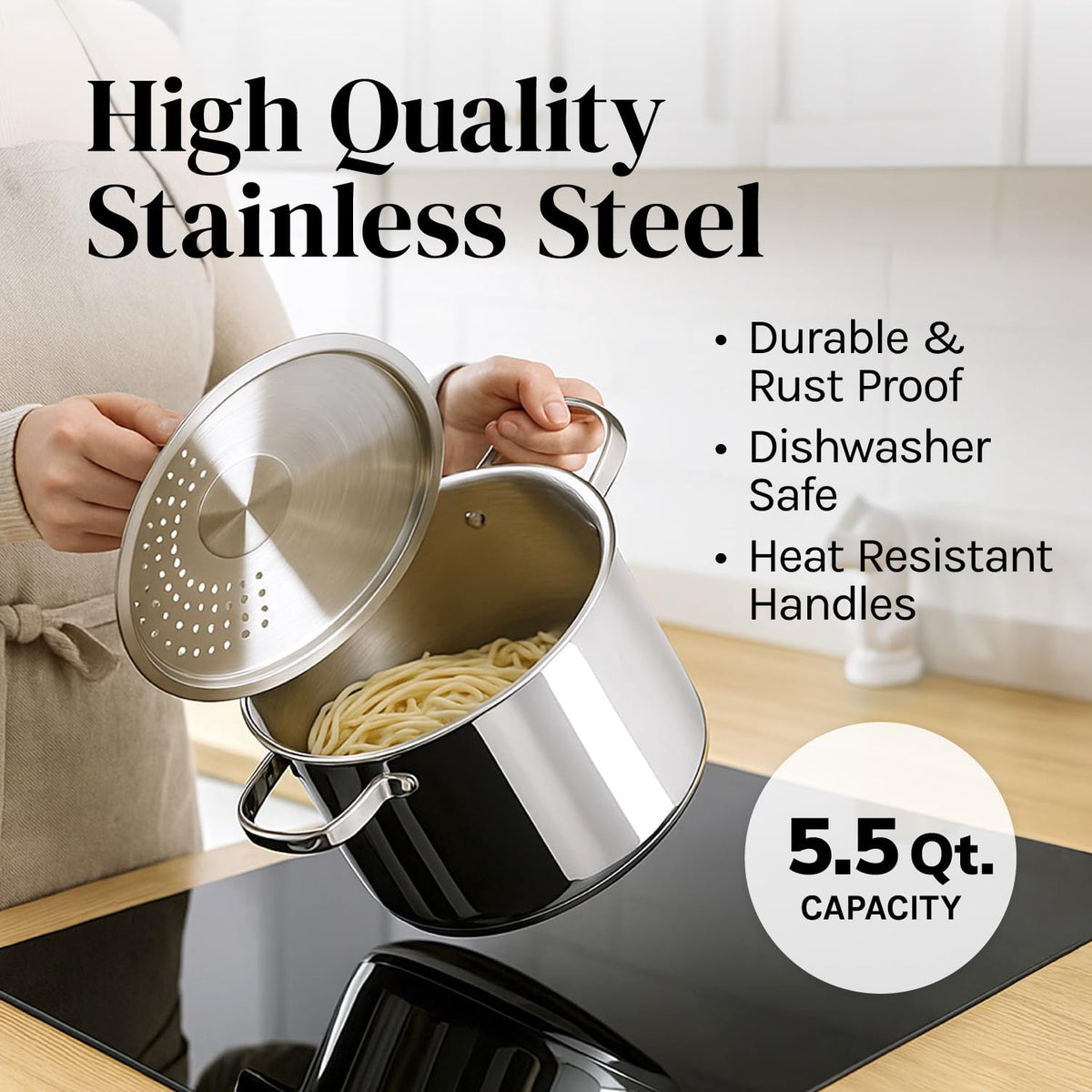 Cooler Concepts riveted handles stay cool during cooking.