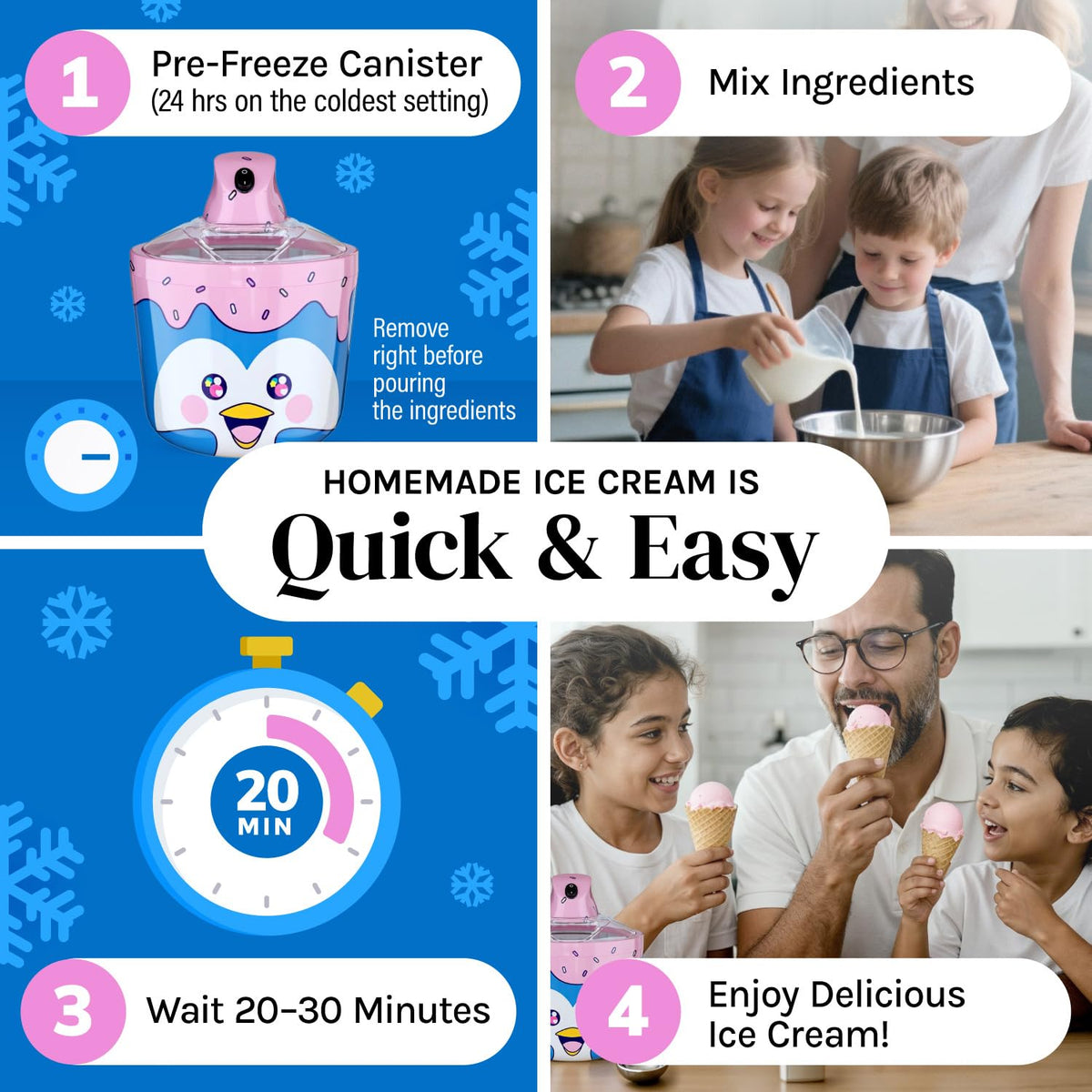Cooler Concepts kids using the ice cream maker for quick at-home treats