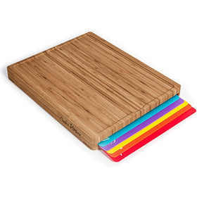 Cooler Kitchen bamboo cutting board set with warm wood tones and durable surfaces