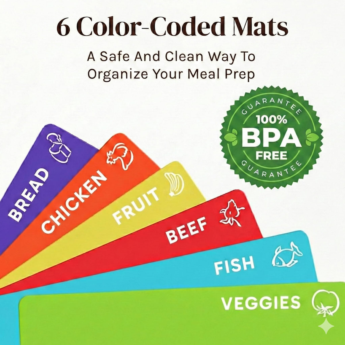 Cooler Kitchen mats with food icons for quick food-type identification