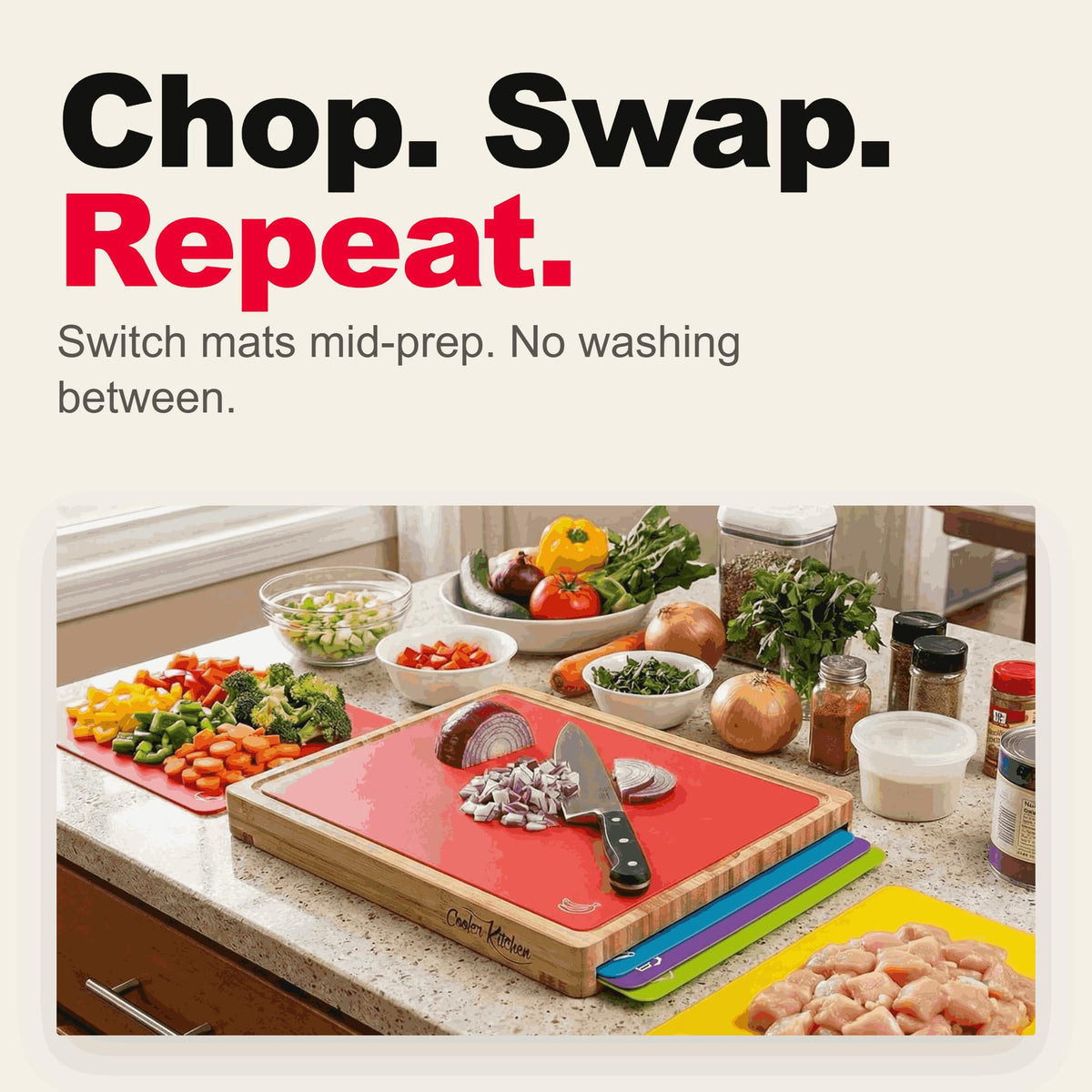 Cooler Kitchen non-porous BPA-free coating is easy to clean and maintain.