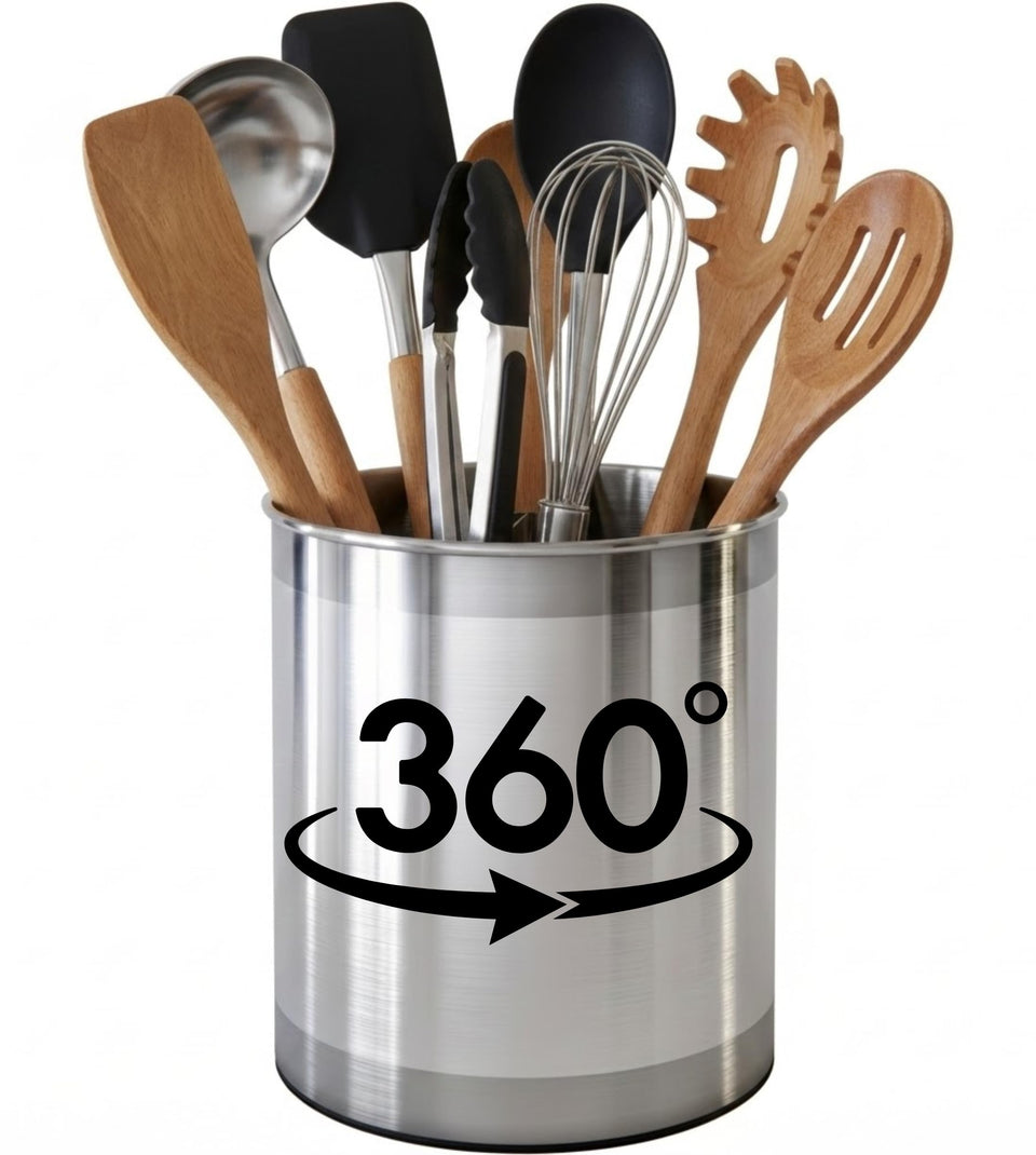 Cooler Kitchen rotating utensil holder with 7-inch diameter for easy countertop access.