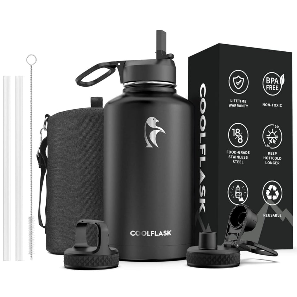 Coolflask cap-closeup with flip-handle lid for easy refills