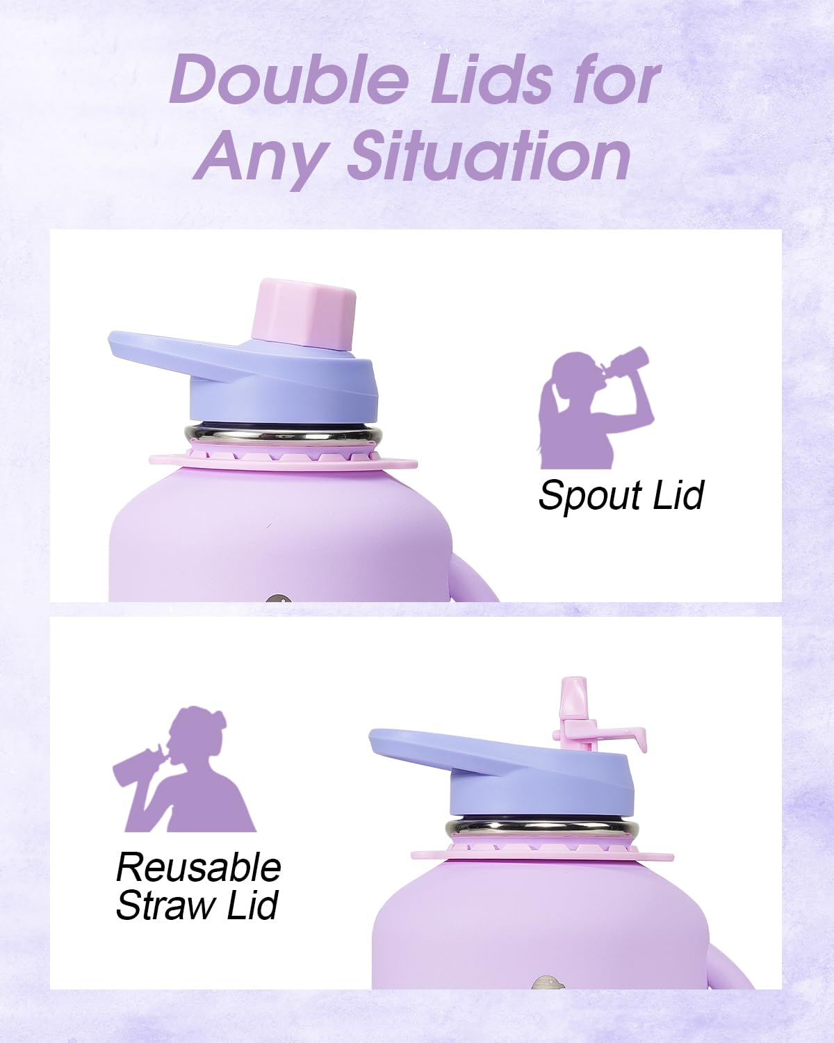 Coolflask lavender bottle with adjustable strap for hands free carry