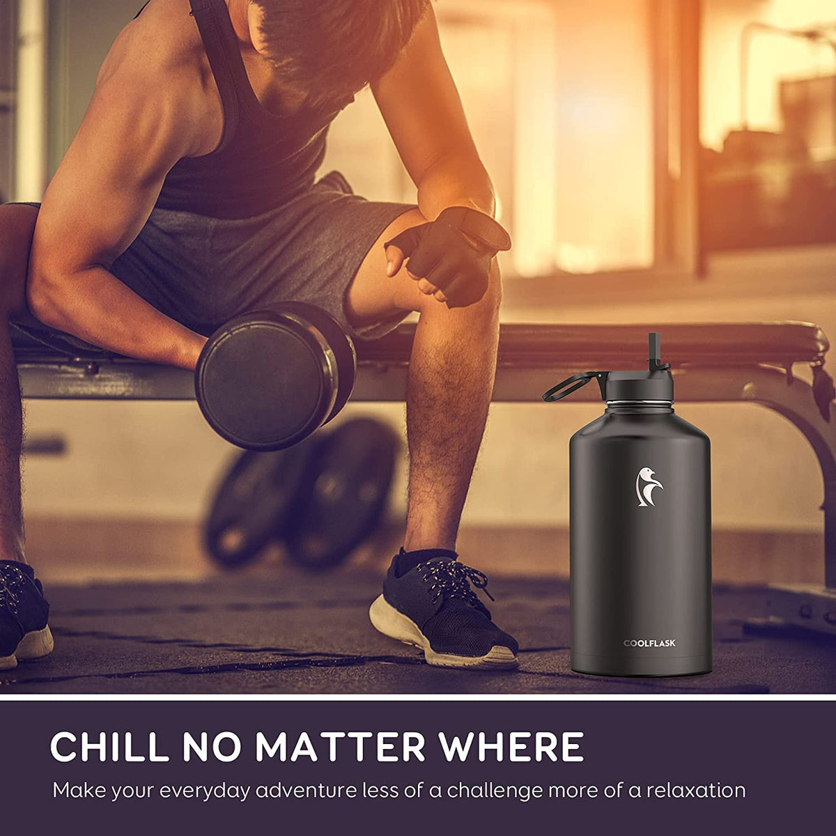 Coolflask anti-sweat coating keeps hands dry during workouts.