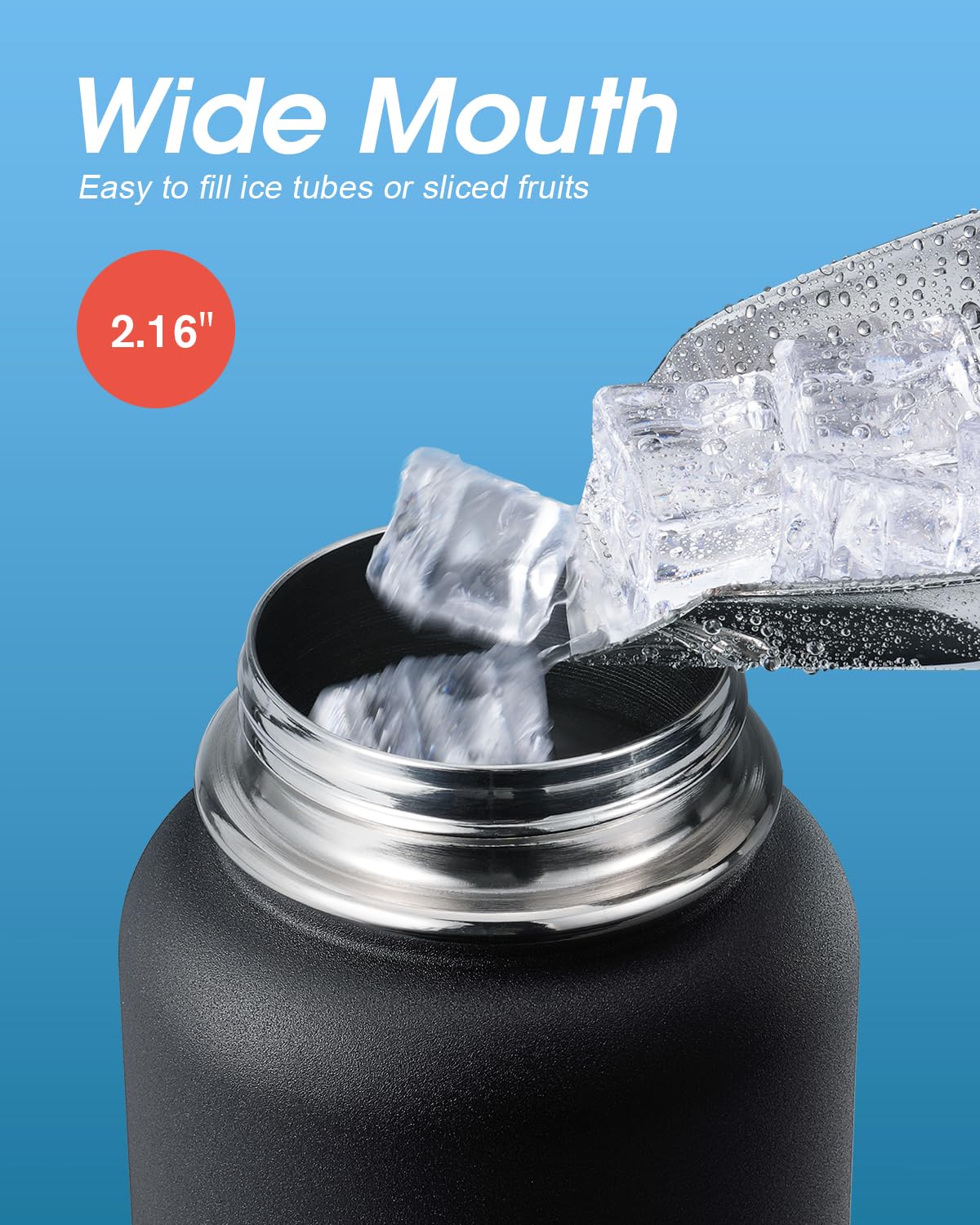 Coolflask 40 oz anti-sweat coating foreground conveys dry grip during workouts