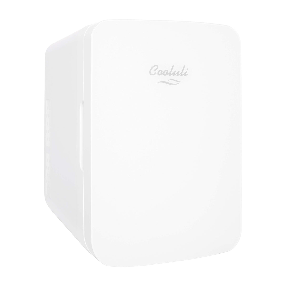 Cooluli 10L mini fridge with glass front for stylish bedroom storage and quick access.