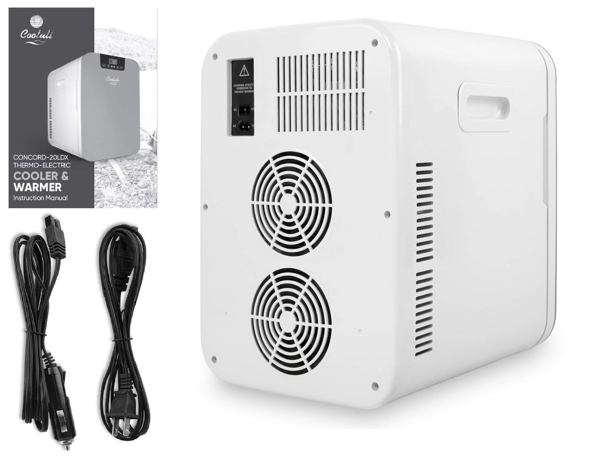 Cooluli 20L mini fridge tailgate setup for beverages and snacks